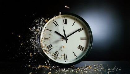 The clock broke and turned into sculptures and scattered