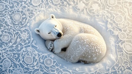 Peaceful Polar Bear Resting in Winter Wonderland