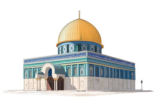 dome of the rock mosque vector illustration for israa and Miraj or Al-Isra wal Mi'raj, the Night Journey of Ascension of Prophet Muhammad to heaven.
