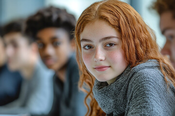 a group of teenagers from different backgrounds working on a project.