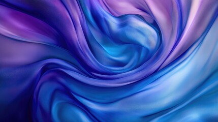 Obraz premium A smooth, dynamic swirl of flowing fabric in shades of blue and purple, captured in a 3D design, exuding a soft texture and fluid motion that invites the viewer into an abstract world