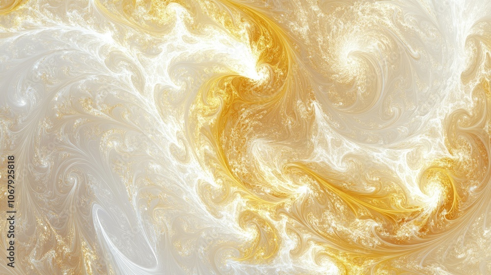 Aufkleber An abstract golden marble texture with swirling white and yellow patterns, creating a luxurious and organic fractal design, perfect for digital art backgrounds