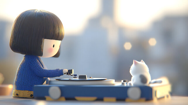 Girl and Kitten Record Appreciation.