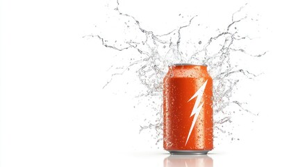 Explore the refreshing dynamics of a sports drink can splashing in water