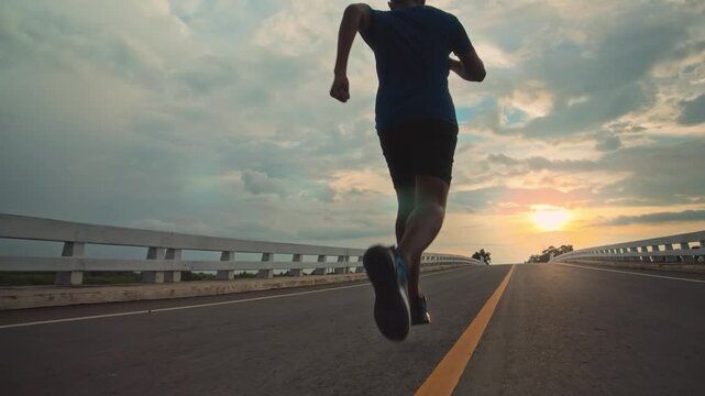 runners is running on the road at outdoors.healthy lifestyle and sport concepts.Sprinting Endurance Workout Training.running for Striding Towards the Future.The Determined Runner.