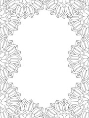 All these designs are hand-drawn and unique 
Flower Border is a Beautiful black and white illustration for adult coloring book,
This is a printable Beautiful Zentangle Coloring page for KDP Interior,