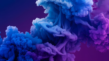 Colorful abstract smoke swirls in shades of blue and purple, creating a dynamic and vibrant background texture, ideal for artistic and creative projects.