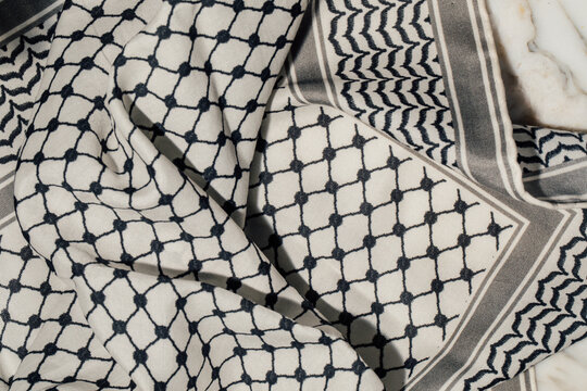 black and white pattern on Arab Keffiyeh, Kaffiyeh, Kuffiyeh, Shemagh scarf