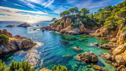 Picturesque view of the rocky Costa Brava coastline in Catalonia, Spain, Spain, Catalonia, Costa Brava, coast