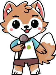 cute fox animal singing, cute animal characters