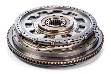 Detailed View of Automatic Transmission Clutch Basket with DSG Disk on White Background - Ideal for Automotive Parts and Mechanic Illustrations with Copy Space