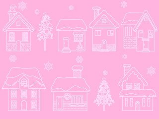 Fototapeta premium 建物のシームレスパターン〈クリスマス〉C-8