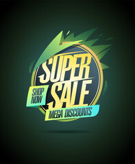 Super sale mega discounts banner mockup