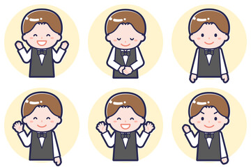 ウェイターのポーズセット_02