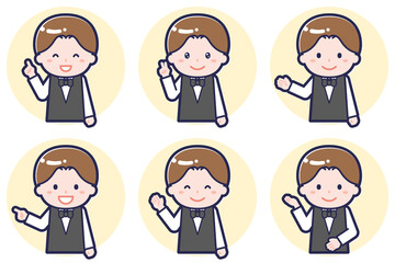 ウェイターのポーズセット_03