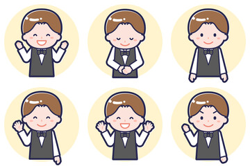 ウェイターのポーズセット_02