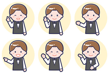 ウェイターのポーズセット_03