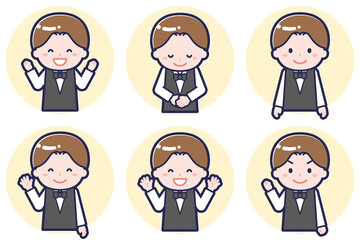 ウェイターのポーズセット_02