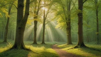 misty morning in the forest