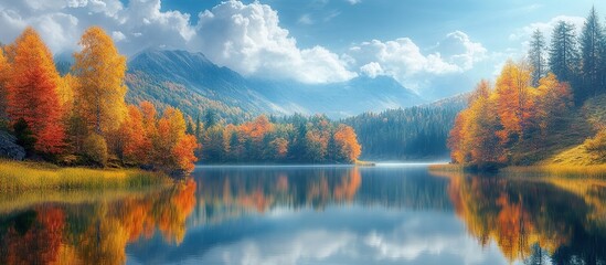 Naklejka premium Autumnal Mountain Lake