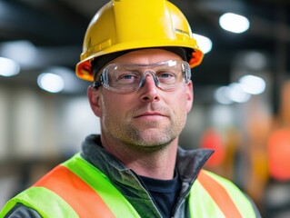 Safety Worker in Protective Gear in Industrial Setting