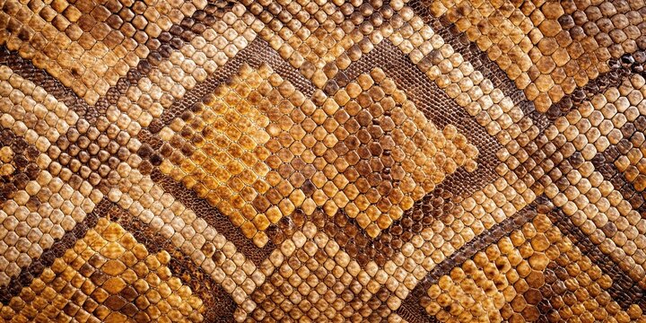 Python snakeskin leather texture background with intricate scale pattern in shades of tan and brown, snake skin, python
