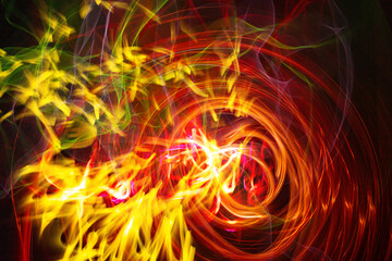 Fototapeta premium Abstract light painting photography. Long exposure photography. Representation of artificial intelligence thinking.