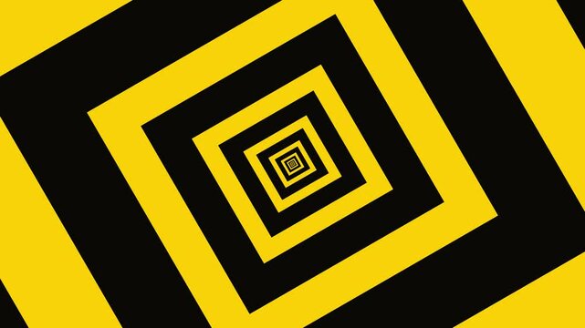 abstract black yellow pattern background, line square geometric wallpaper, seamless loop tunnel animation