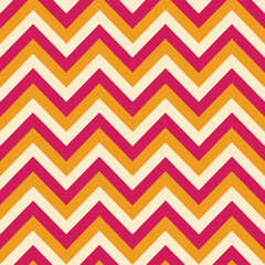 Bold Pink and Gold Chevron Pattern with Seamless Zigzag Stripes on White Background