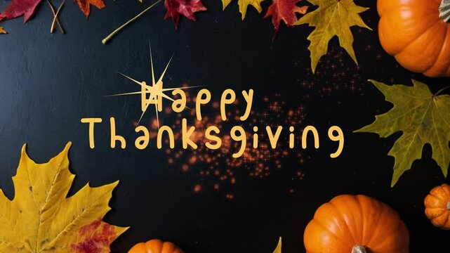 Happy Thanksgiving template with Pumpkins and mapple