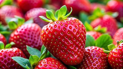 Close up of a ripe red strawberry, fruit, fresh, garden, organic, juicy, healthy, delicious, red, vibrant, natural, macro, close-up, JPG, AI GENERATED