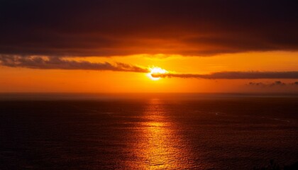 Naklejka premium A big sun rises under the dark sky