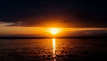 Fototapeta premium A big sun rises under the dark sky