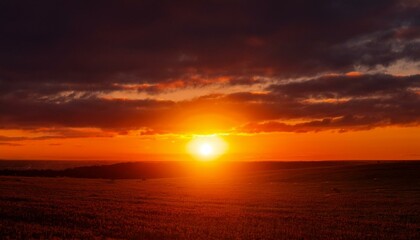 Obraz premium A big sun rises under the dark sky