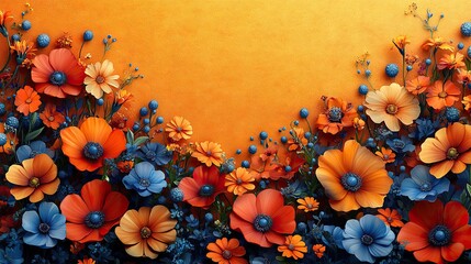 A colorful floral design with text welcoming spring, perfect for a greeting card or banner celebrating the arrival of the season or a March .