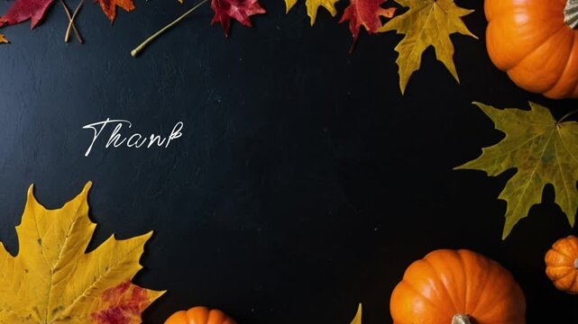 Happy Thanksgiving template with Pumpkins and mapple