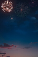Fogos de Artifício no Céu Noturno - Fundo Festivo para Fim de Ano