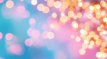 vibrant background featuring soft bokeh lights in pink and blue hues, creating dreamy atmosphere. Perfect for festive or celebratory themes