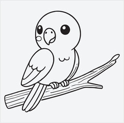 A cute parrot line art for coloring 