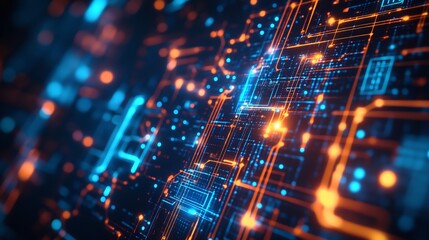 Abstract digital background with circuit line elements in technology