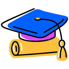 Graduation Cap and Diploma Icon