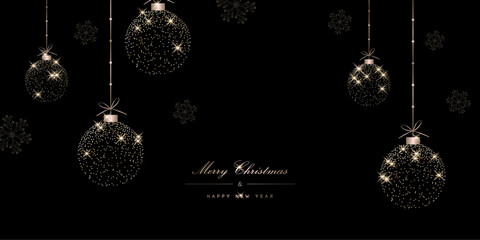 Marry Christmas Ornament with Christmas light and glitter. Vector illustration.	
