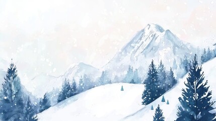 Obraz premium Winter's Embrace: A Snowy Abstract Watercolor Landscape