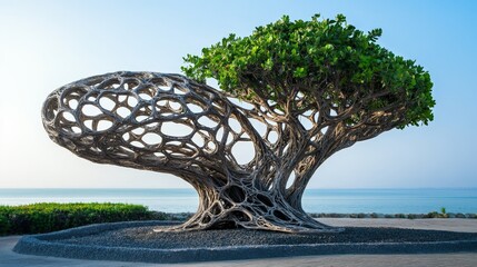 Fototapeta premium A living tree sculpture with branches artistically trained to grow in intricate patterns