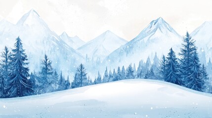 Obraz premium Winter's Embrace: A Snowy Abstract Watercolor Landscape