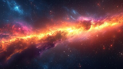 Fototapeta premium Rainbow comets race across a neon light background, evoking speed and futuristic energy in a cosmic scene.