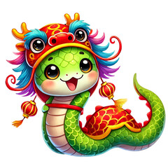 Fototapeta premium Cute dragon character with colorful features, Chinese New Year theme