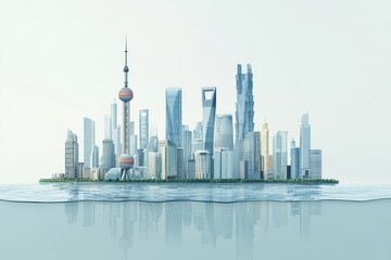 Obraz premium Modern Cityscape with Gradient Lenses Sunglasses