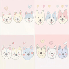 set of funny dogs
