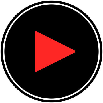Play Button Icon: Red and black circular play button icon for media players, websites, and applications. Clean, modern design. 